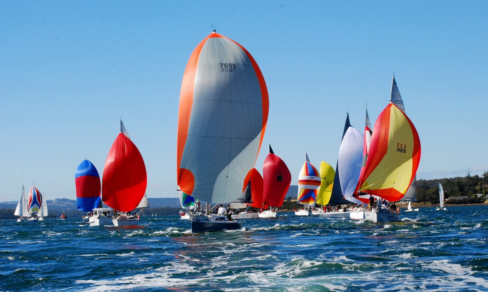 Colourful fleet in the Three Hummock Island Race.