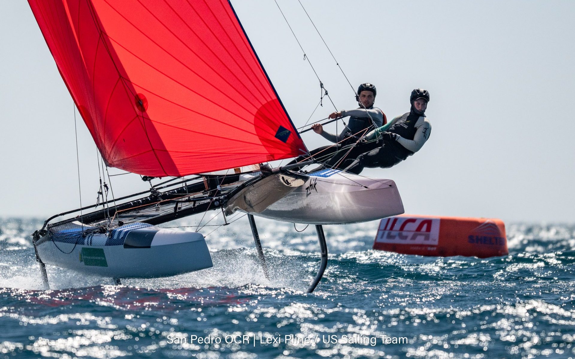 Australian sailors racing at the future LA 2028 Olympic sailing venue in Los Angeles.